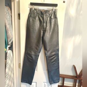 Calvin Klein Metalic Black Women’s Genuine Leather Jeans Pants S/M